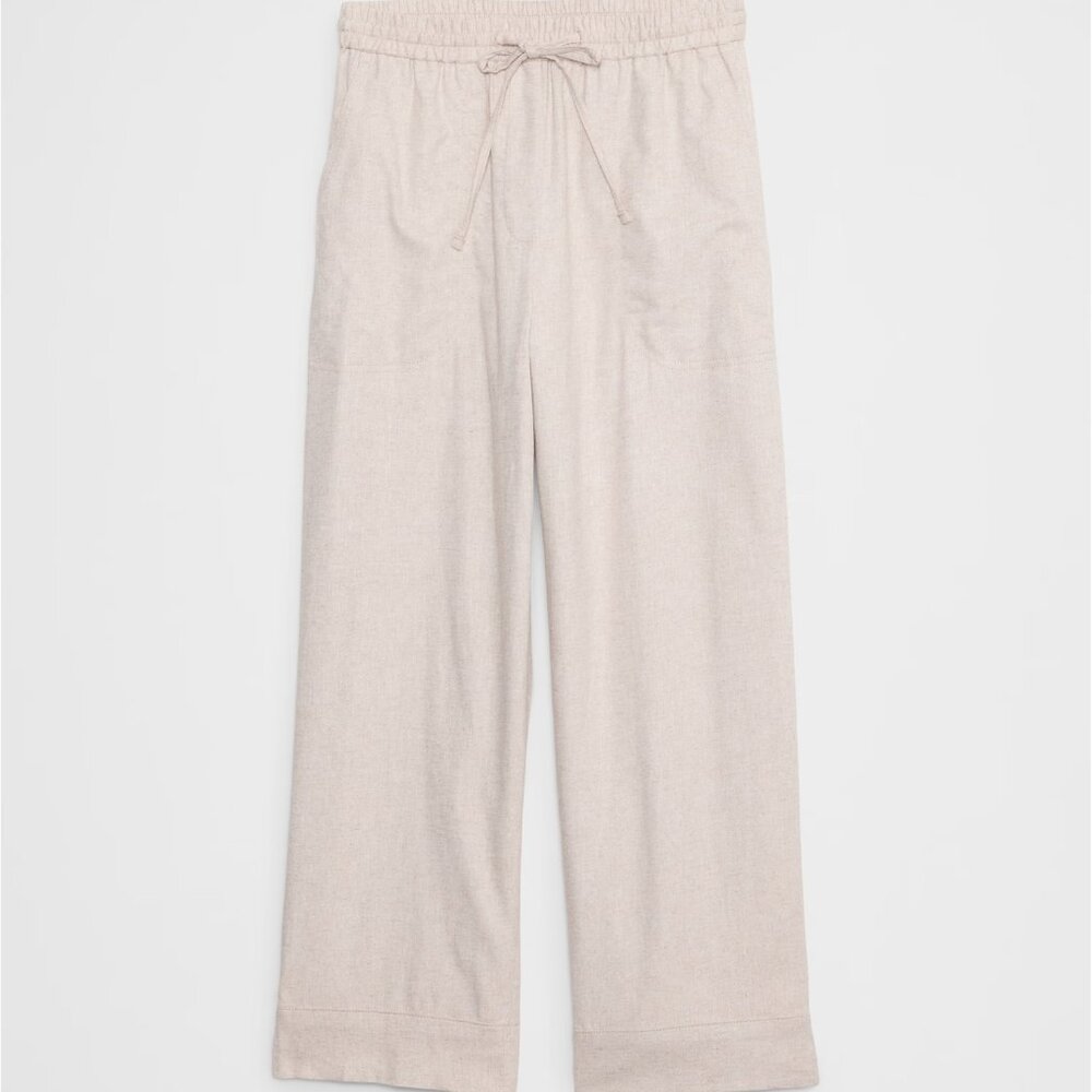 NWT Banana Republic Straight High-Rise Linen Blend Pull-On Pant Flax color XL